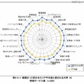 業種別27項目のスコア平均値と望まれる水準 (情報サービス業の例)