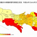 感染性胃腸炎の保健所管内別発生状況　平成25年第48週