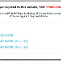 改ざんされたサイトの前面に表示される偽のFlash Playerのインストール画面