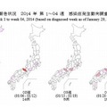 都道府県別麻しん週別報告状況（2014年第1～4週）