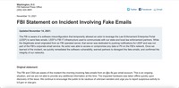 リリース（FBI Statement on Incident Involving Fake Emails）