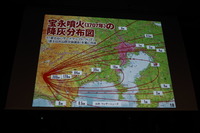 宝永噴火の降灰範囲と堆積量