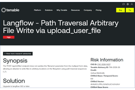 Langflow の files API における任意のファイルが作成可能となるパストラバーサルの脆弱性（Scan Tech Report） 画像
