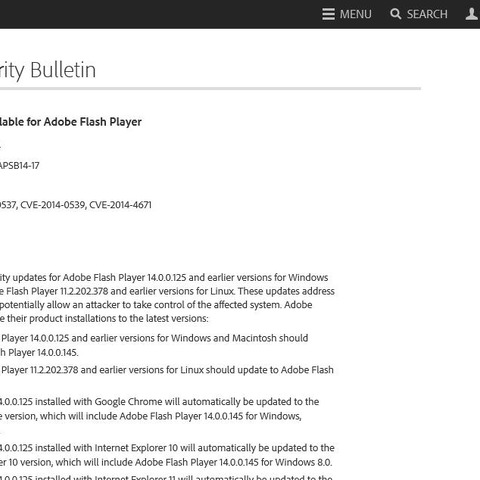 「Adobe Flash Player」のセキュリティアップデートを公開（アドビ） 画像