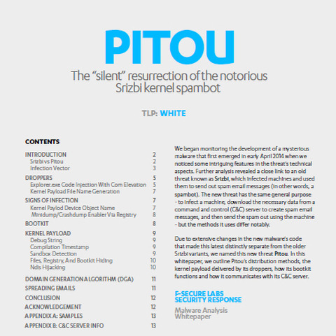 「Pitou」に関するホワイトペーパーを公開、ボットとの相似点など指摘（エフセキュア） 画像