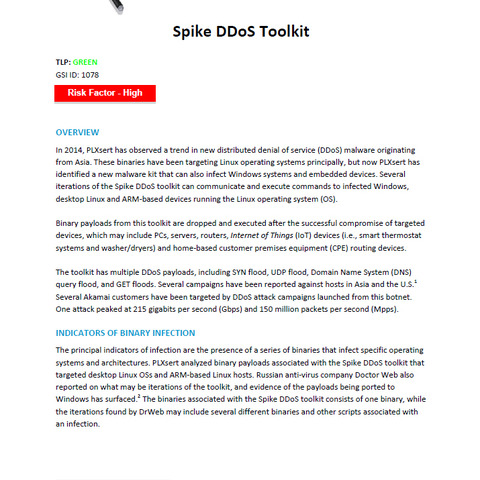 IoT時代を見据えたSpike DDoSツールキットによる大規模DDoS攻撃に警告（アカマイ） 画像