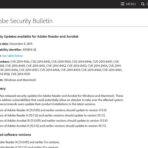 Adobe ReaderとAcrobatのセキュリティアップデートを公開（アドビ） 画像