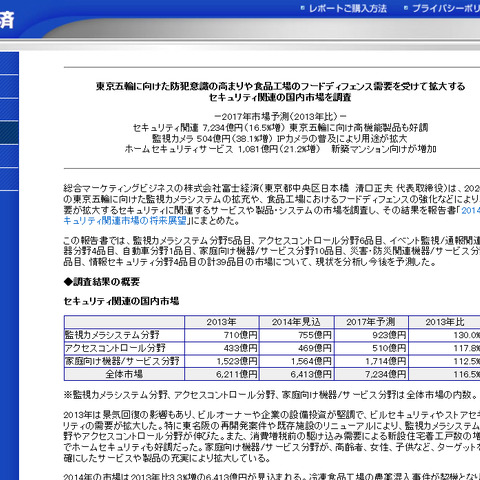 東京五輪に向けて監視カメラ需要が拡大、2017年には500億円市場に（富士経済） 画像