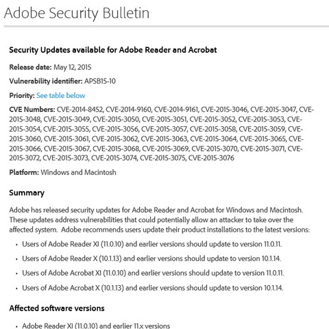 Adobe ReaderとAcrobatのセキュリティアップデートを公開（アドビ） 画像