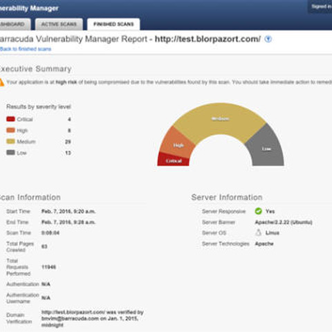Webサイトやアプリの脆弱性を検知するクラウドベースのサービス（バラクーダネットワークスジャパン） 画像