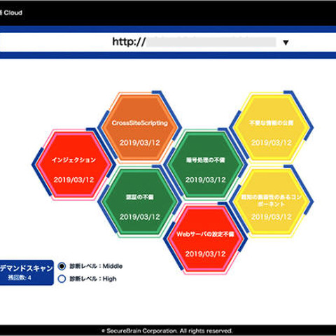 定期的な脆弱性診断を自動で行えるSaaS型サービス（セキュアブレイン） 画像