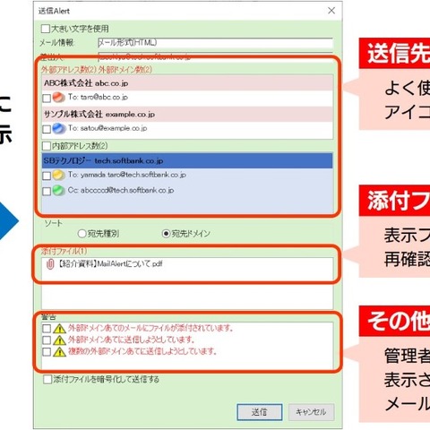 O365活用クラウドサービスにOutlookアドインの誤送信対策ツール追加（SBT） 画像