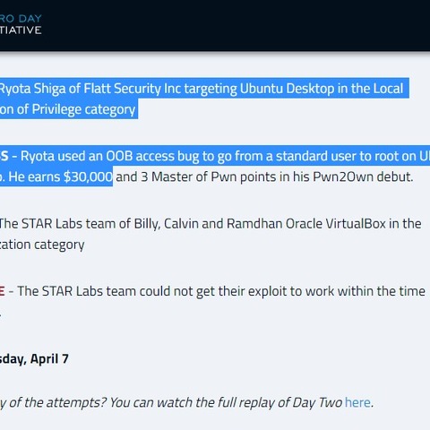 日本人セキュリティ研究者が国際脆弱性発見コンテストPwn2Ownで賞金3万ドル獲得 画像
