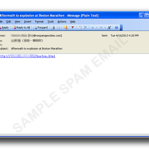 ボストンマラソン同時爆破事件の便乗スパムは9千通以上、危険なものも（トレンドマイクロ） 画像
