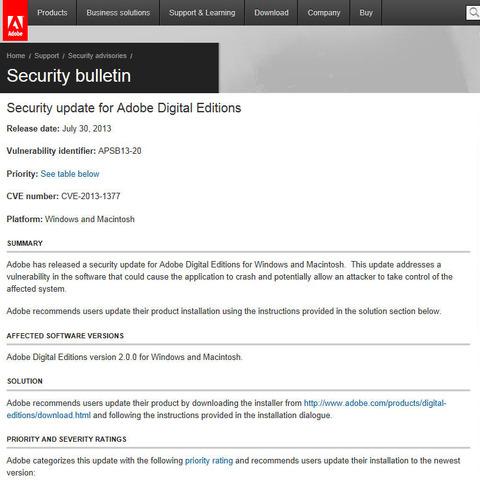 「Adobe Digital Editions」のセキュリティアップデートを公開（アドビ） 画像