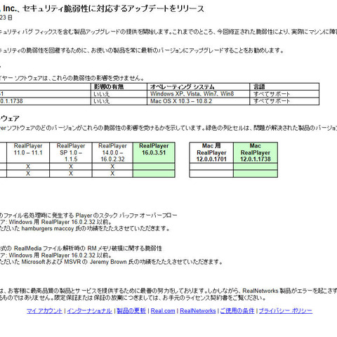 「RealPlayer」にスタックバッファオーバーフローの脆弱性（JVN） 画像