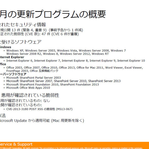 月例セキュリティ情報13件を公開、最大深刻度「緊急」は4件（日本マイクロソフト） 画像