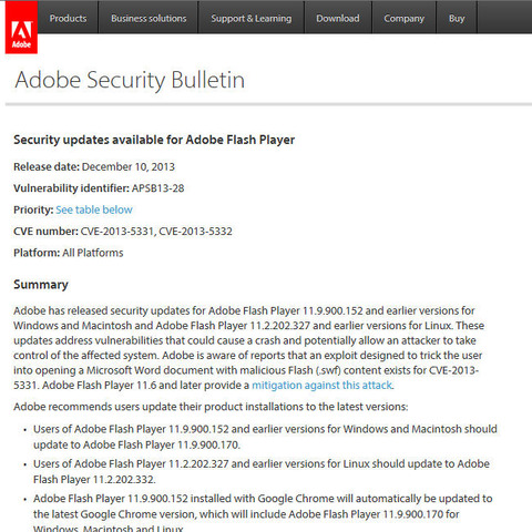 「Adobe Flash Player」に複数の脆弱性、アドビがアップデート公開（JPCERT/CC） 画像