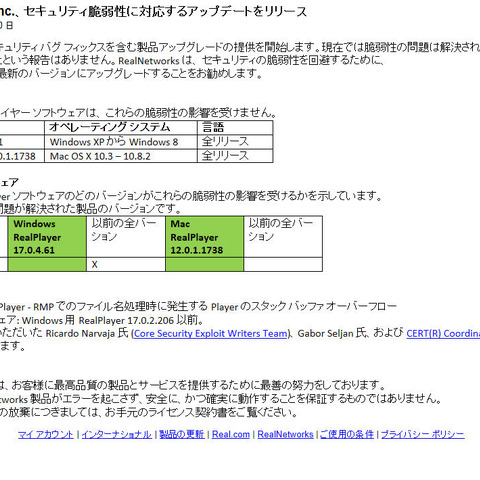 「RealPlayer」に複数の脆弱性、アップデートを呼びかけ（JVN） 画像