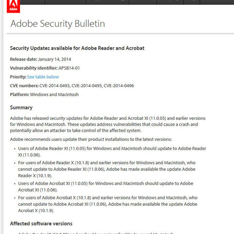 Adobe ReaderとAcrobatのセキュリティアップデートを公開（アドビ） 画像