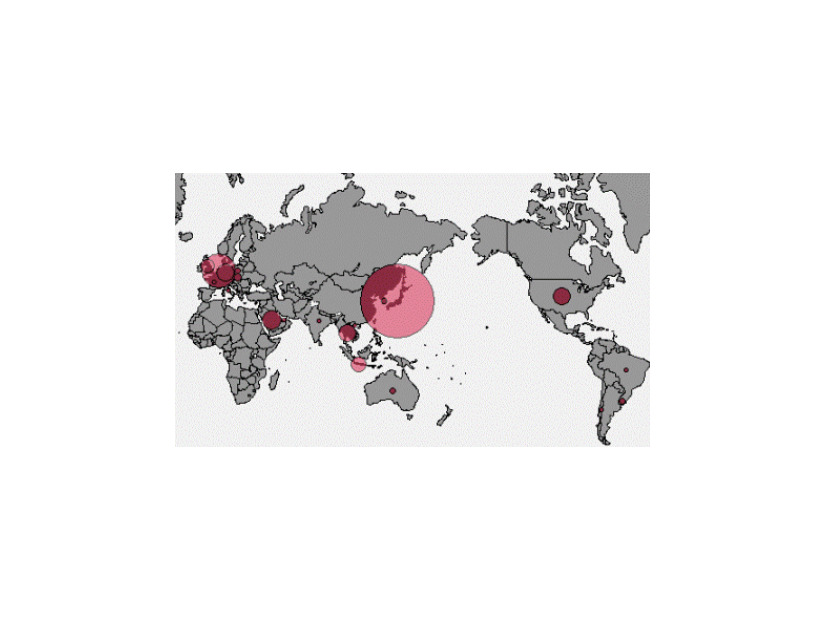 本作戦におけるウイルス感染の分布