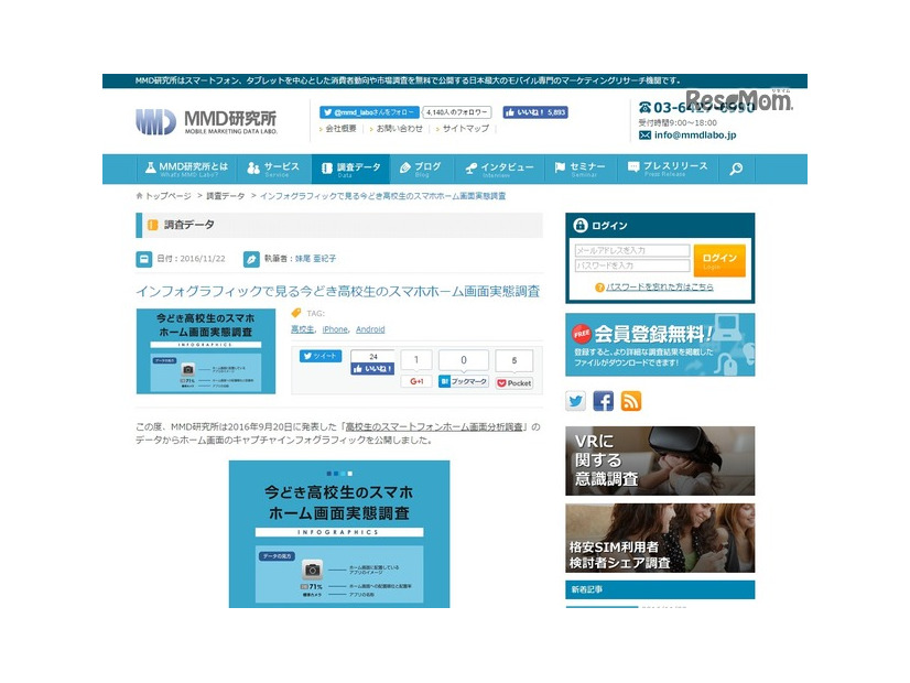 MMD研究所：インフォグラフィックで見る今どき高校生のスマホホーム画面実態調査