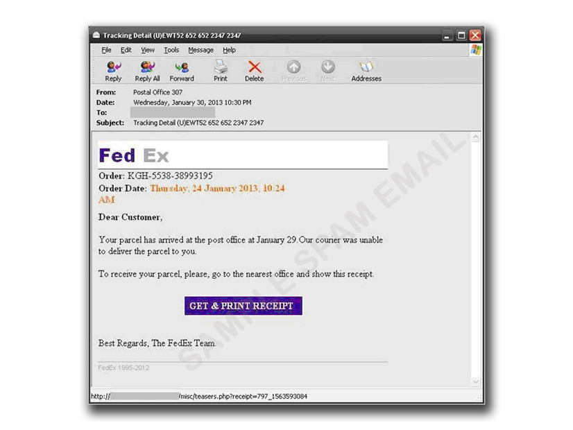 FedEx のスパムメール例