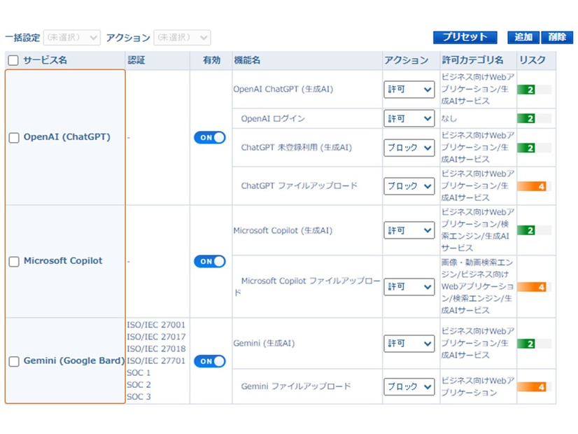 「i-FILTER」設定画面