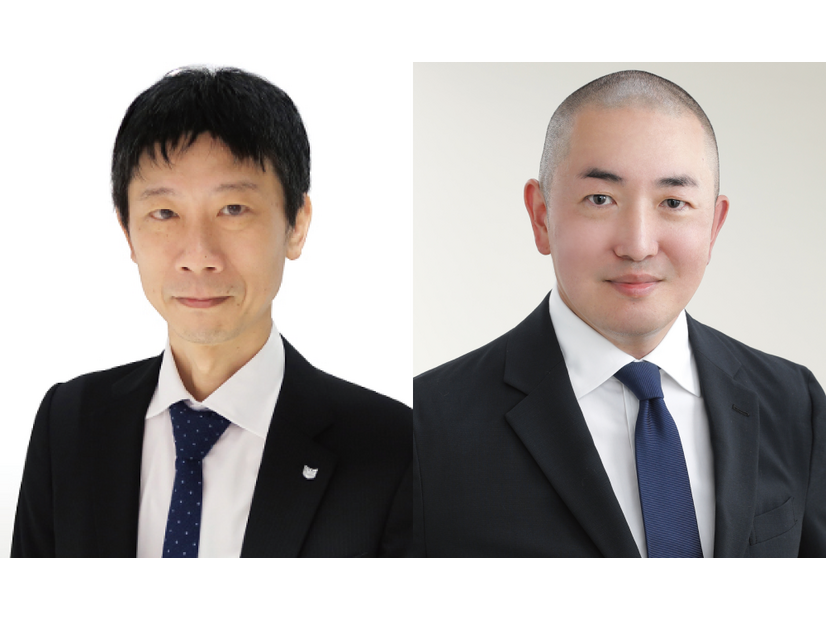 キヤノンマーケティングジャパン株式会社 情報通信システム本部 ＩＴアーキテクト部 部長 田中 太郎 氏（左）、イーセットジャパン株式会社 シニアソリューションアーキテクト 真鍋 敏 氏（右）