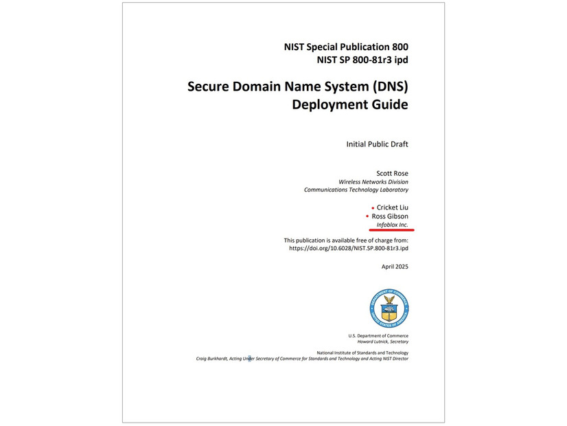 NIST SP 800-81r3 initial public draft, Secure Domain Name System (DNS) Deployment Guide（https://nvlpubs.nist.gov/nistpubs/SpecialPublications/NIST.SP.800-81r3.ipd.pdf）