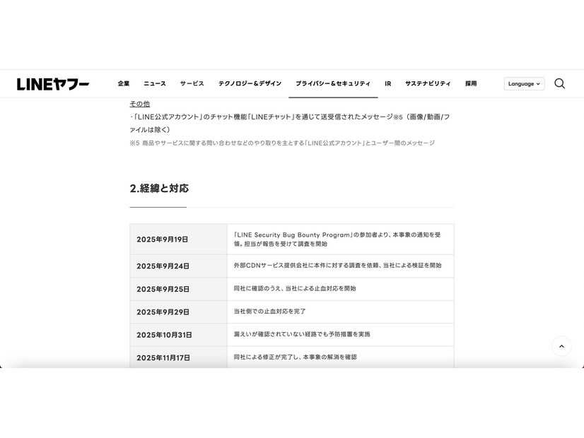 リリース（経緯と対応）