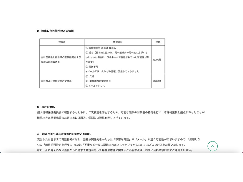 リリース（流出した可能性のある情報）