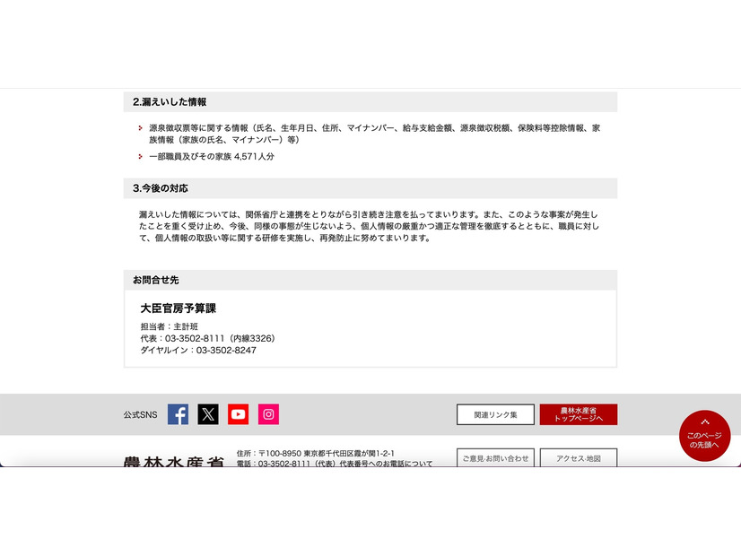 リリース（漏えいした情報）