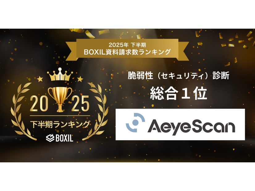 「AeyeScan」が「2025年下半期 BOXIL資料請求数ランキング」の脆弱性（セキュリティ）診断 総合部門で1位に選出
