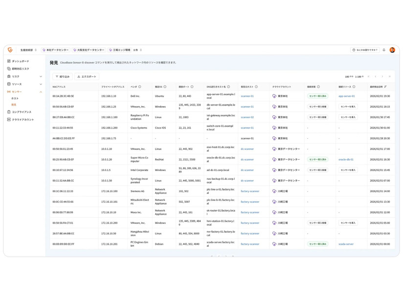 結果を表示する「発見」画面