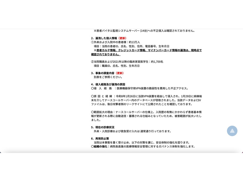 リリース（漏洩した個人情報）