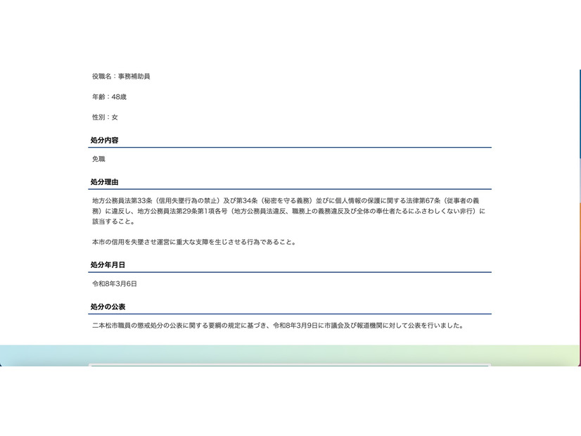 リリース（処分内容）