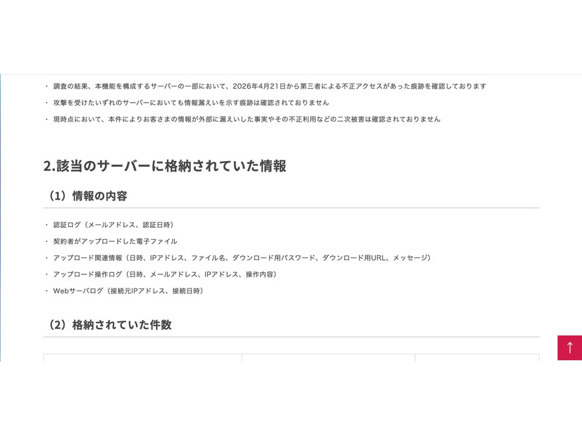 リリース（該当のサーバーに格納されていた情報）
