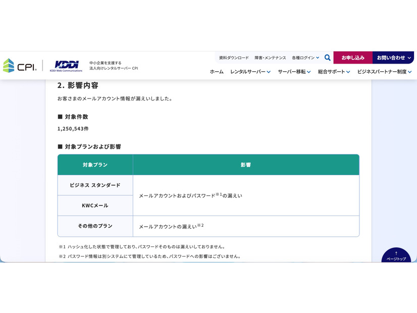 リリース（影響内容）