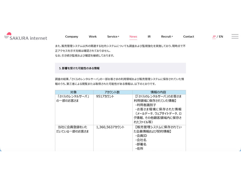 リリース（影響を受けた可能性のある情報1）
