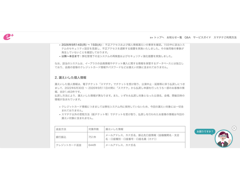 リリース（漏えいした個人情報）