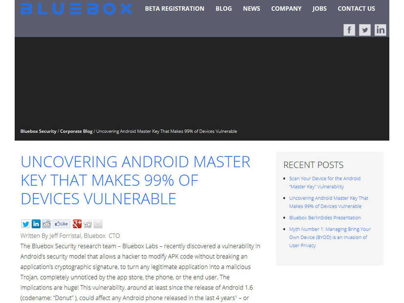 米国のモバイルセキュリティ企業Blueboxによる発表