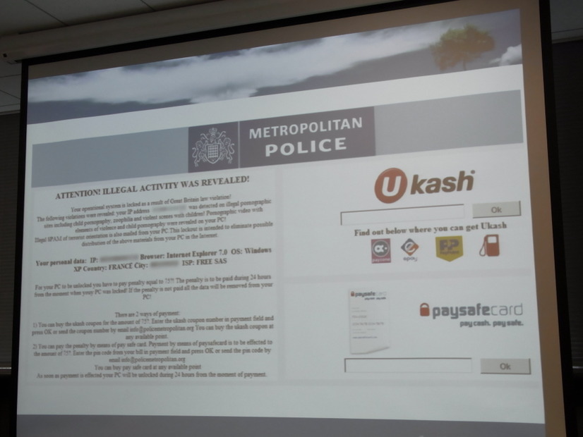 罰金支払をなぜかUkashで求める警察を装ったニセの警告