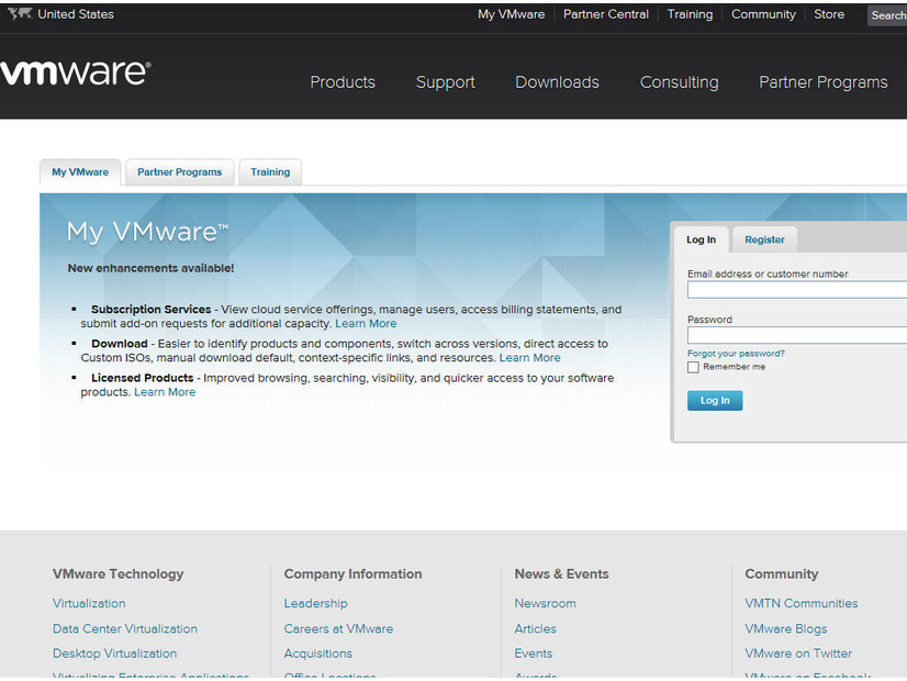 VMwareのサイト