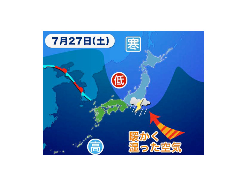 7月27日、隅田川花火大会が中止になった際の天気図