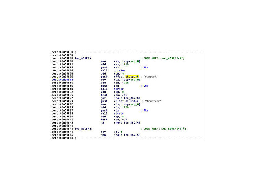 Trusteer Rapport のモジュールを検索するコードの一例
