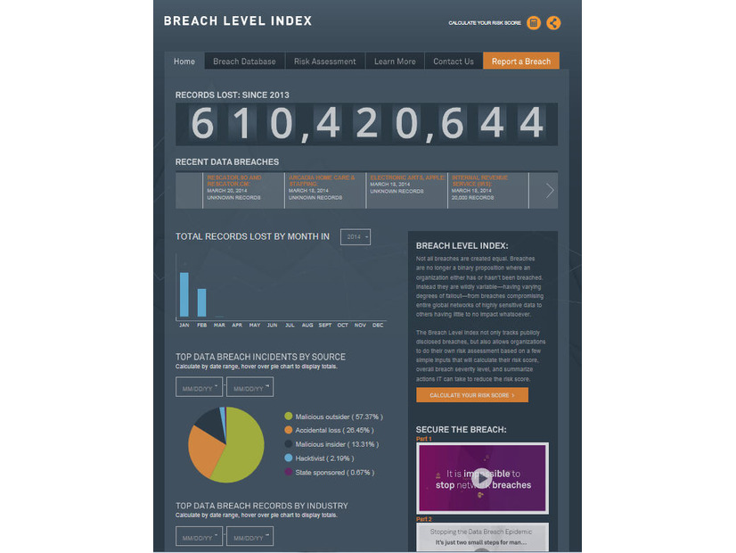 SafeNet Breach Level Index (BLI)サイト