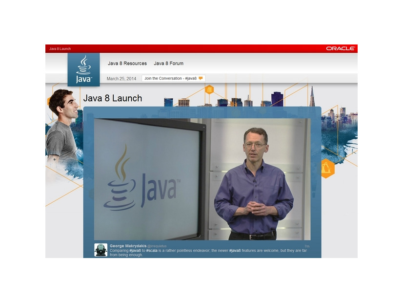 「Java 8 Launch」のLive Webcastページ