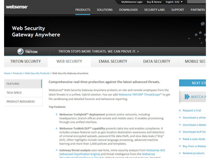 Websense「TRITON Unified Security Center」のサイト