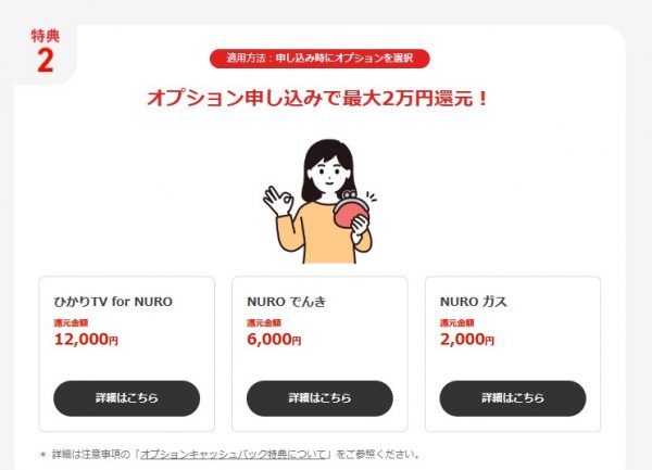 NURO光　20000円キャッシュバック